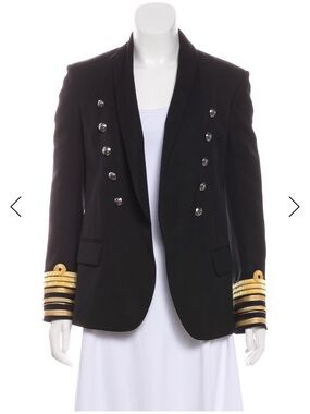 Balmain Military-Style Blazer with Gold Embellished Cuffs